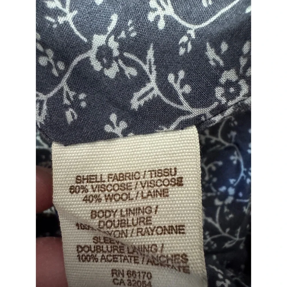 Free People Navy Blue Wool Blend Military Zip Front Coat Size 0